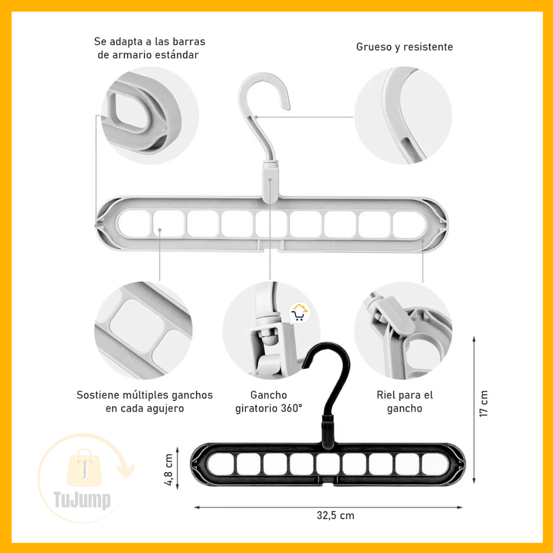 Gancho De Ropa Ahorrador De Espacio x 3